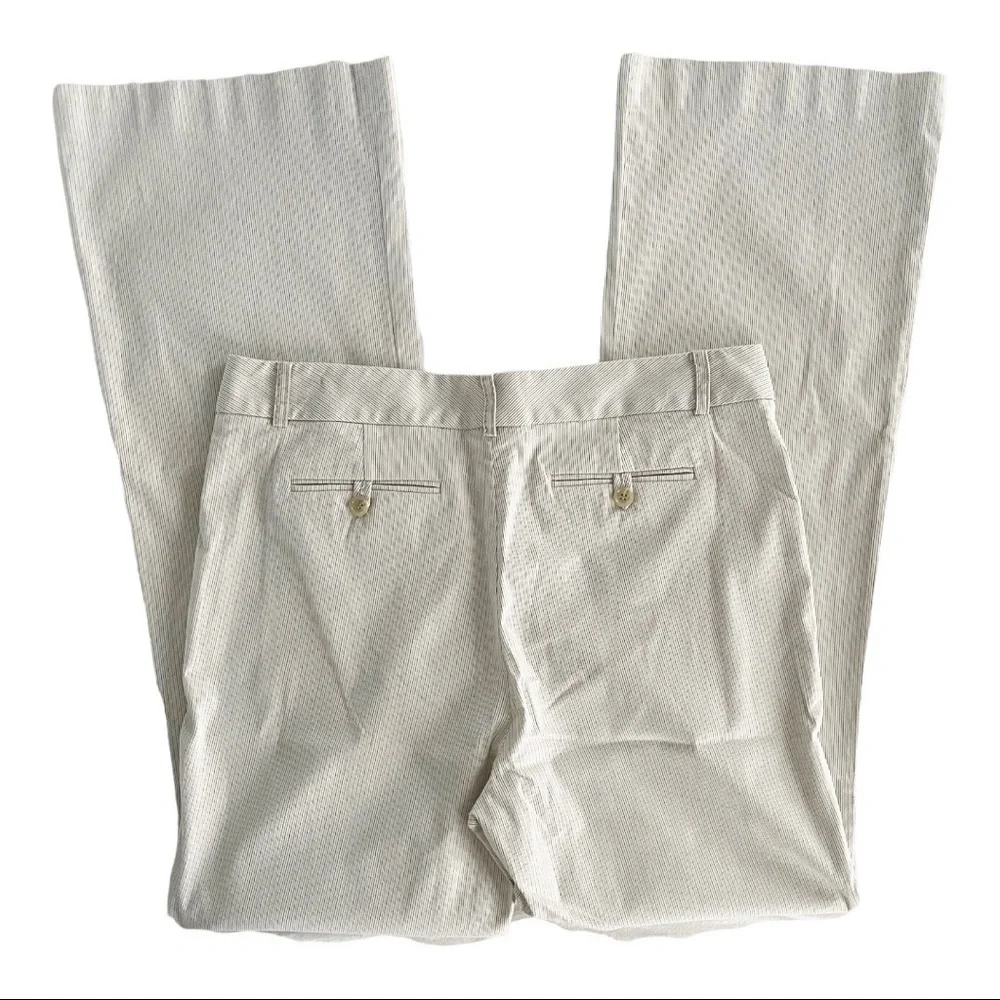 Ann Taylor Womans Striped‎ Ivory Mid Rise Casual Cotton Stretch Dress Pant 10